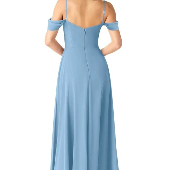 Azazie Tancie size 6 bridesmaid dress in dusty blue - Picture 2 of 4